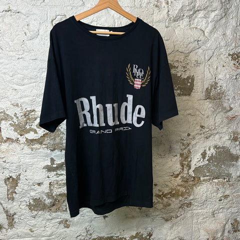 Rhude Grand Prix Black T-shirt Sz L