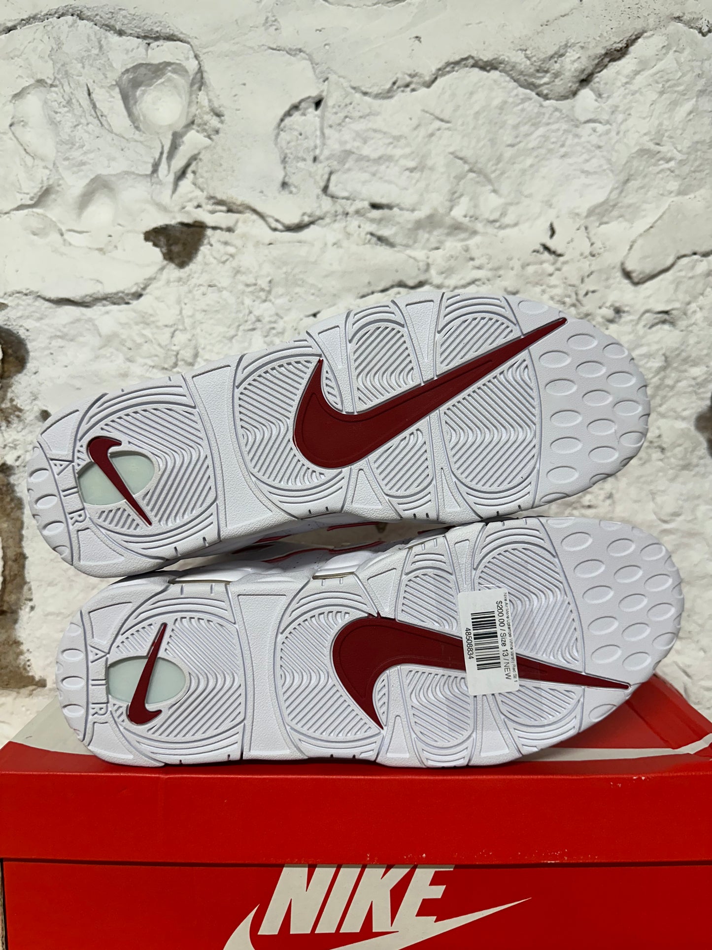 Nike Air More Uptempo White Varsity Red Sz 13 DS