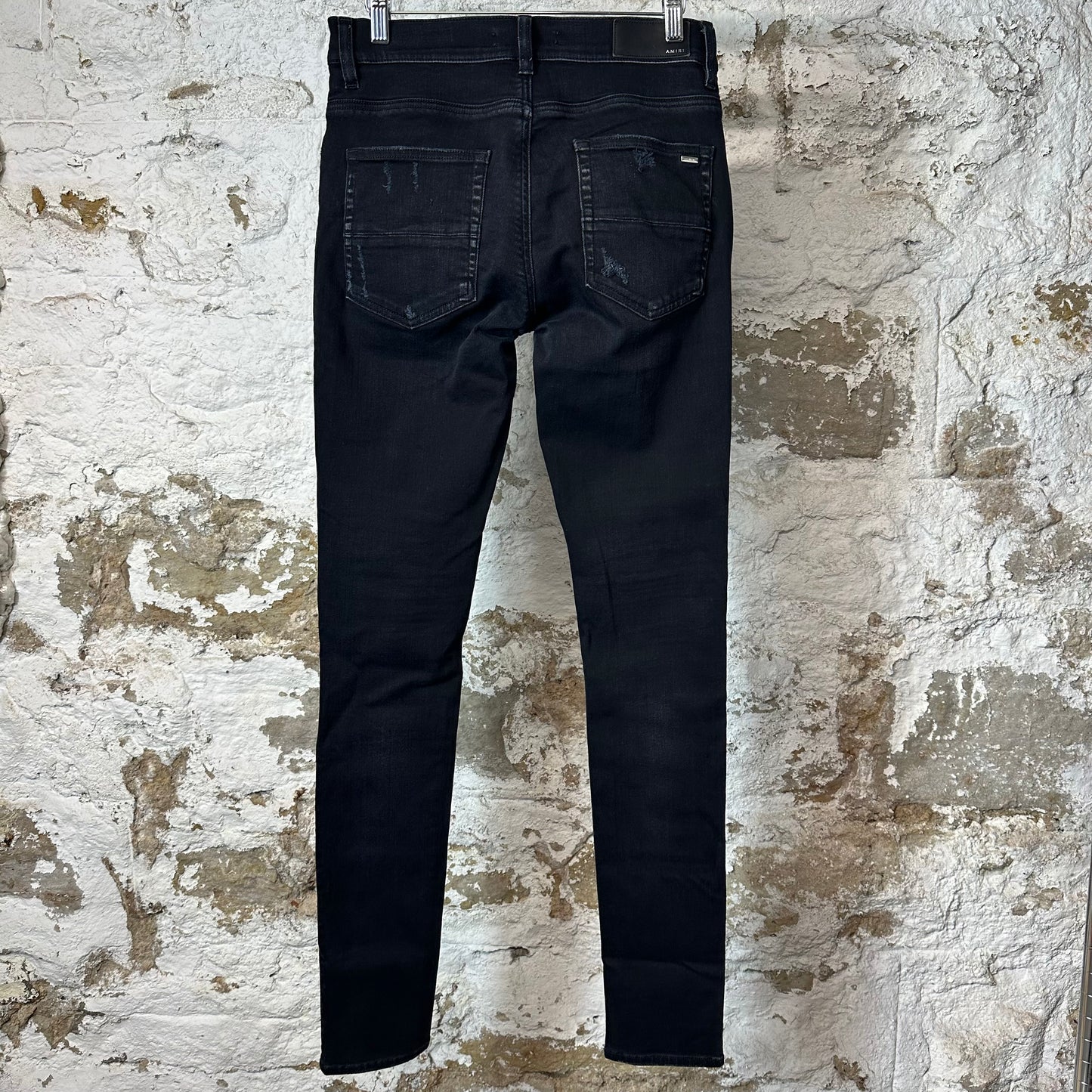 Amiri MX1 Camo Patch Black Denim Jeans Sz 29