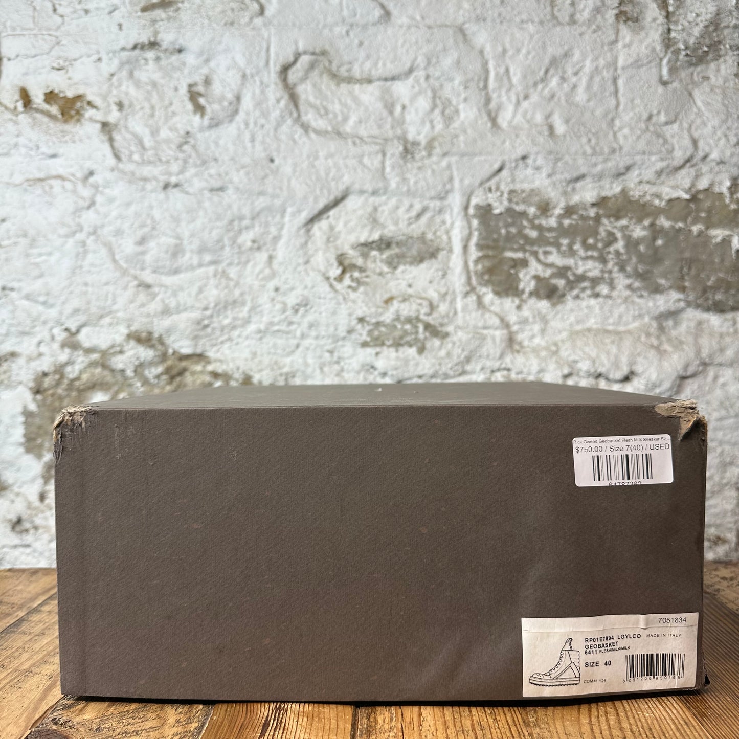 Rick Owens Geobasket Flesh Milk Sneaker Sz 7 (40)