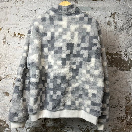 Louis Vuitton Gray White Damoflauge Fleece Jacket Sz XXL