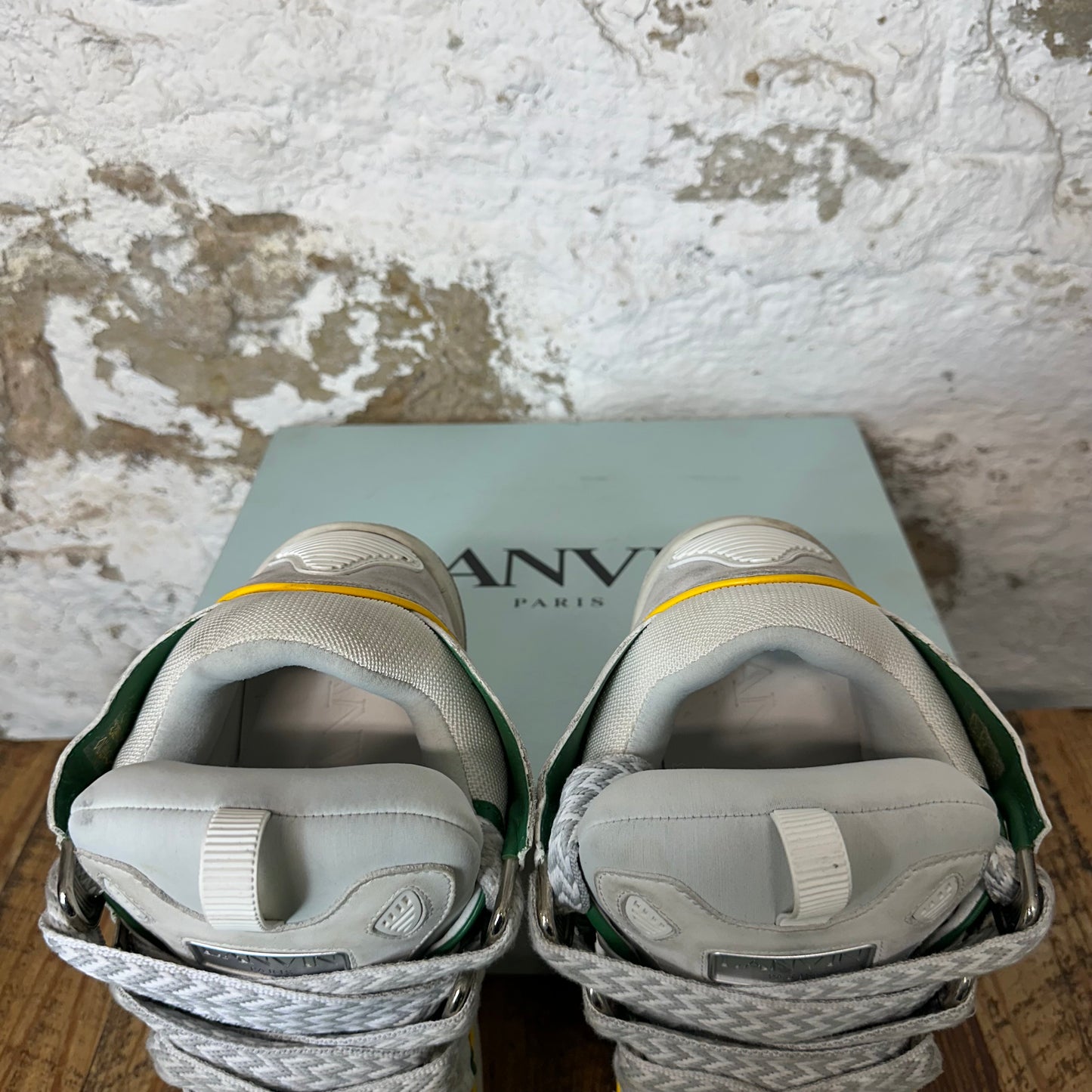 Lanvin Curb Gray White Lace Cream Sneaker Sz 11 (44)