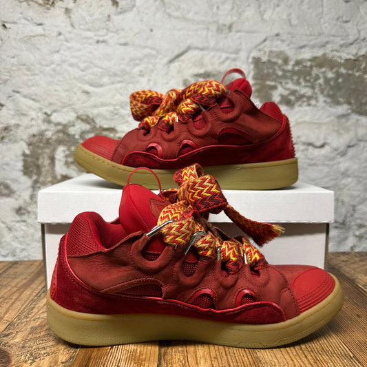 Lanvin Curb Red Yellow Lace Red Sneaker Sz 9 (42)