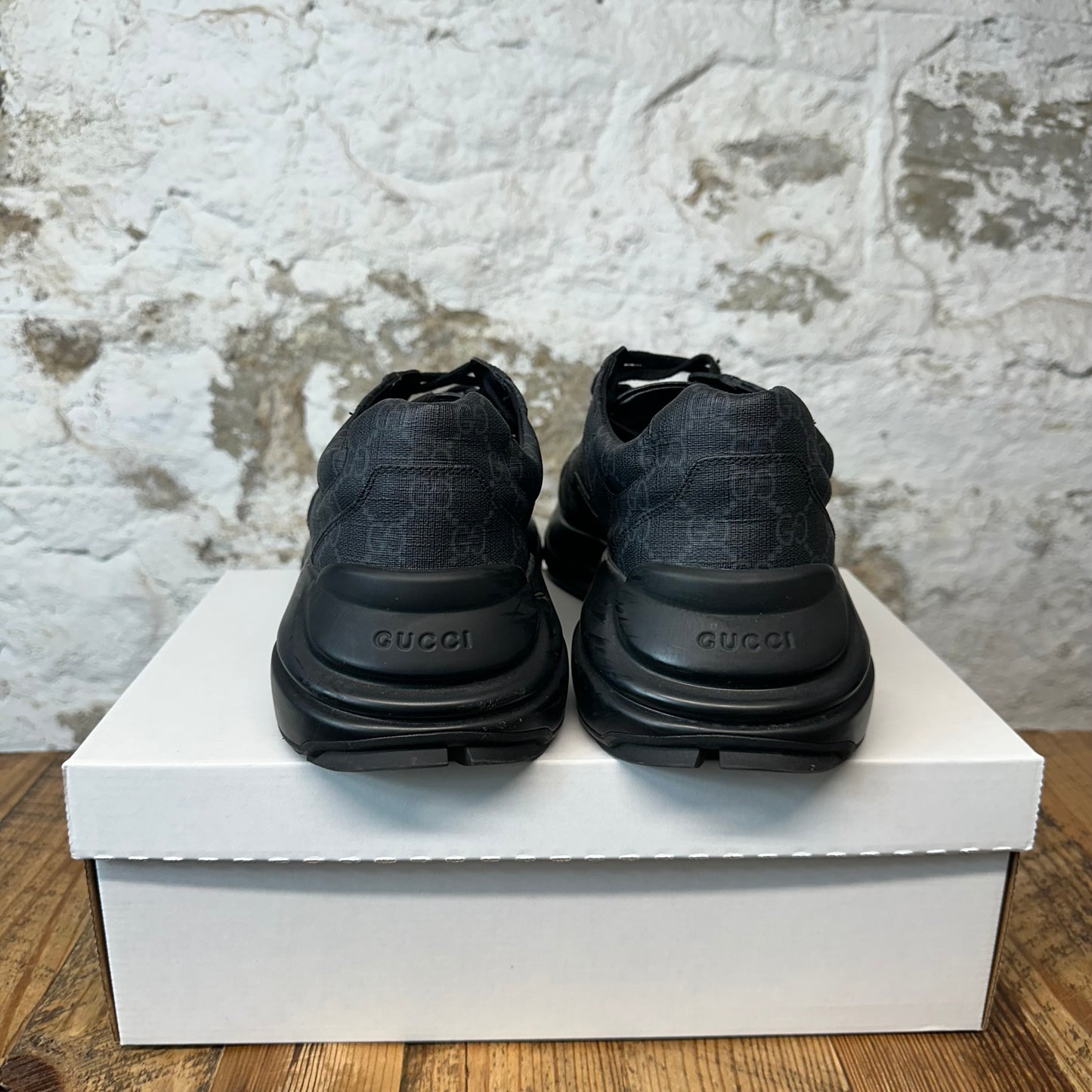 Gucci Rhyton Triple Black Monogram Sneaker Sz 12.5