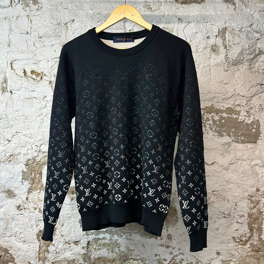 Louis Vuitton White Monogram Black Crewneck Sz S