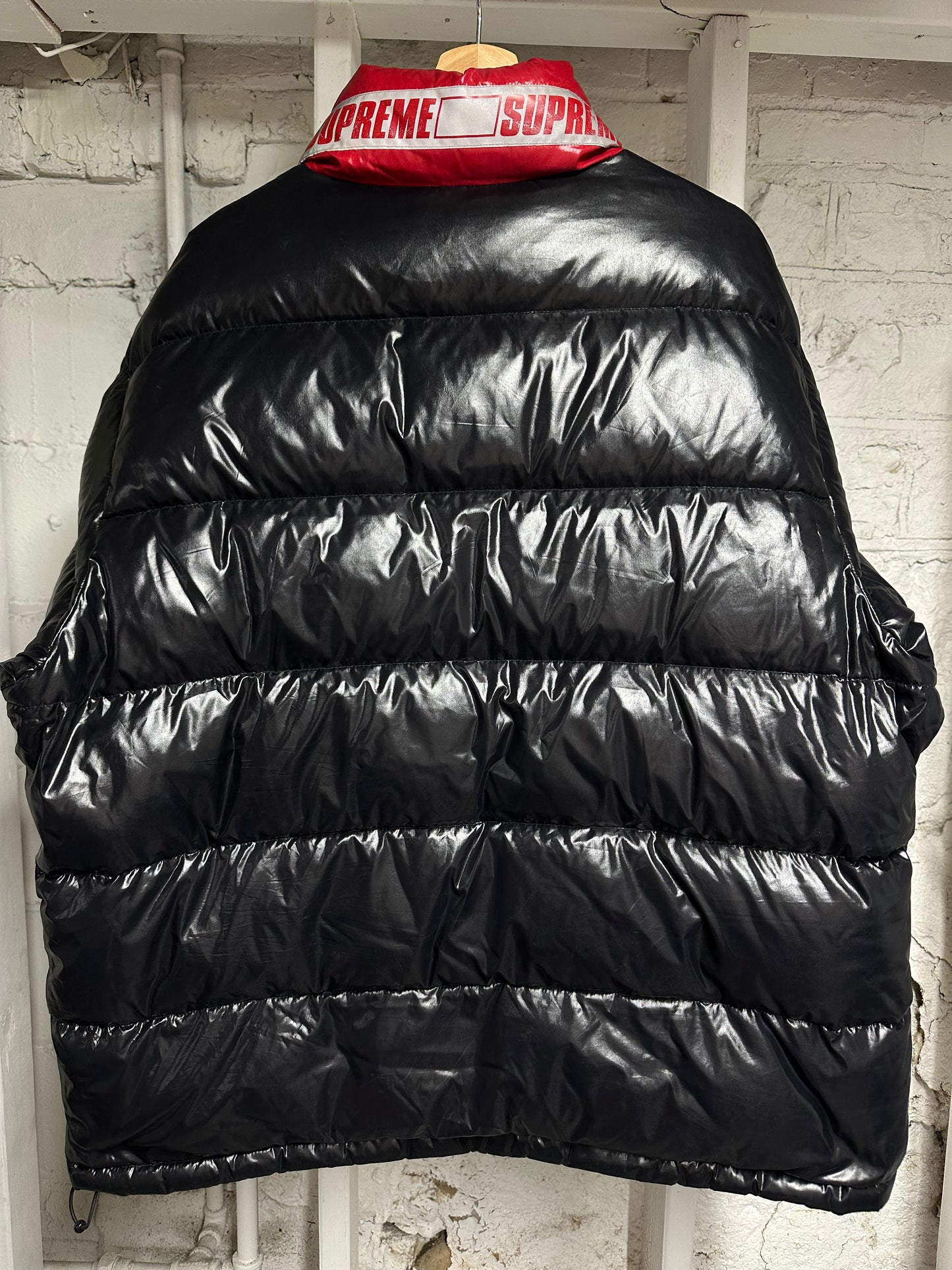 Supreme Reversible Neck Logo Puffer Jacket Sz XL