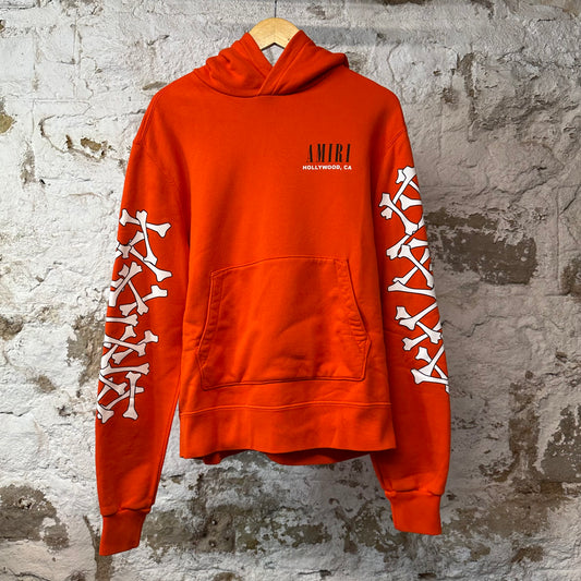 Amiri White Bones Hoodie Orange Sz S