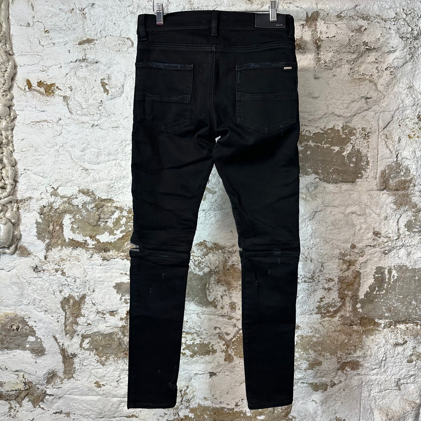 Amiri MX2 Black Patch Black Denim Jeans Sz 30