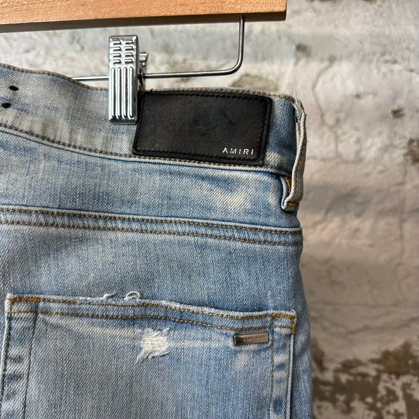 Amiri MX2 Multicolor Flannel Blue Denim Jeans Sz 32