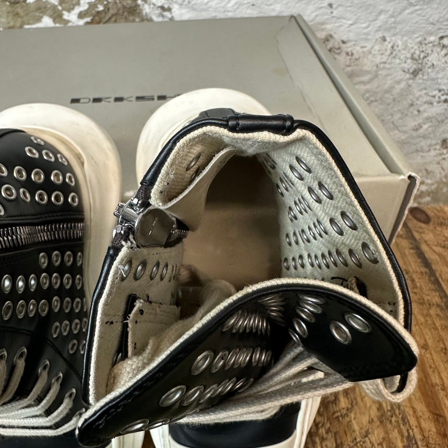 Rick Owens High Abstract Black Milk Sneaker Sz 5.5 (37.5)