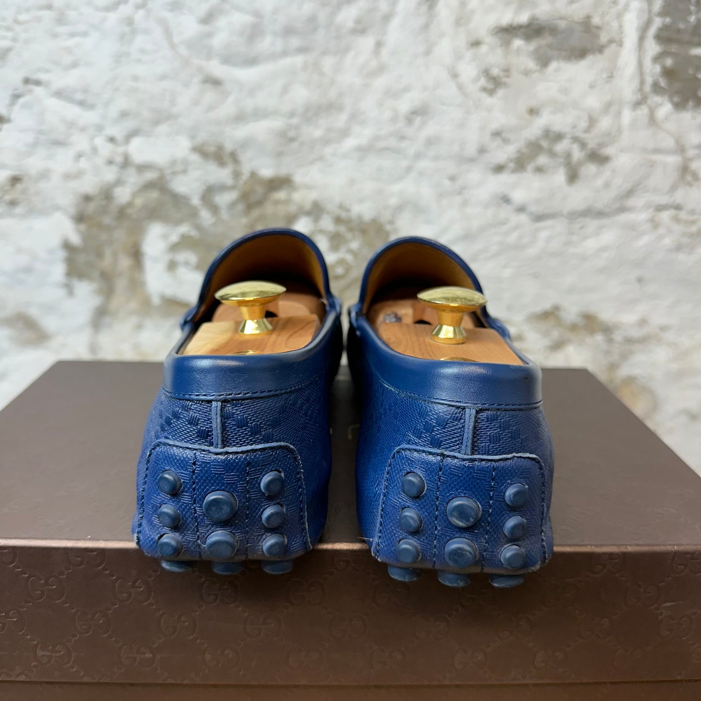 Gucci Blue Leather Slip On Loafer Sz 10.5