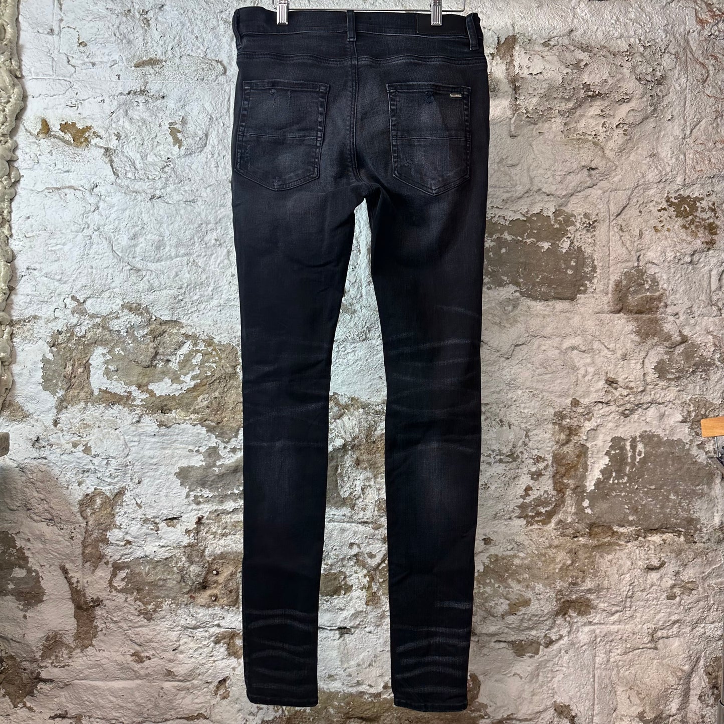 Amiri Plain Faded Black Distressed Denim Jeans Sz 32