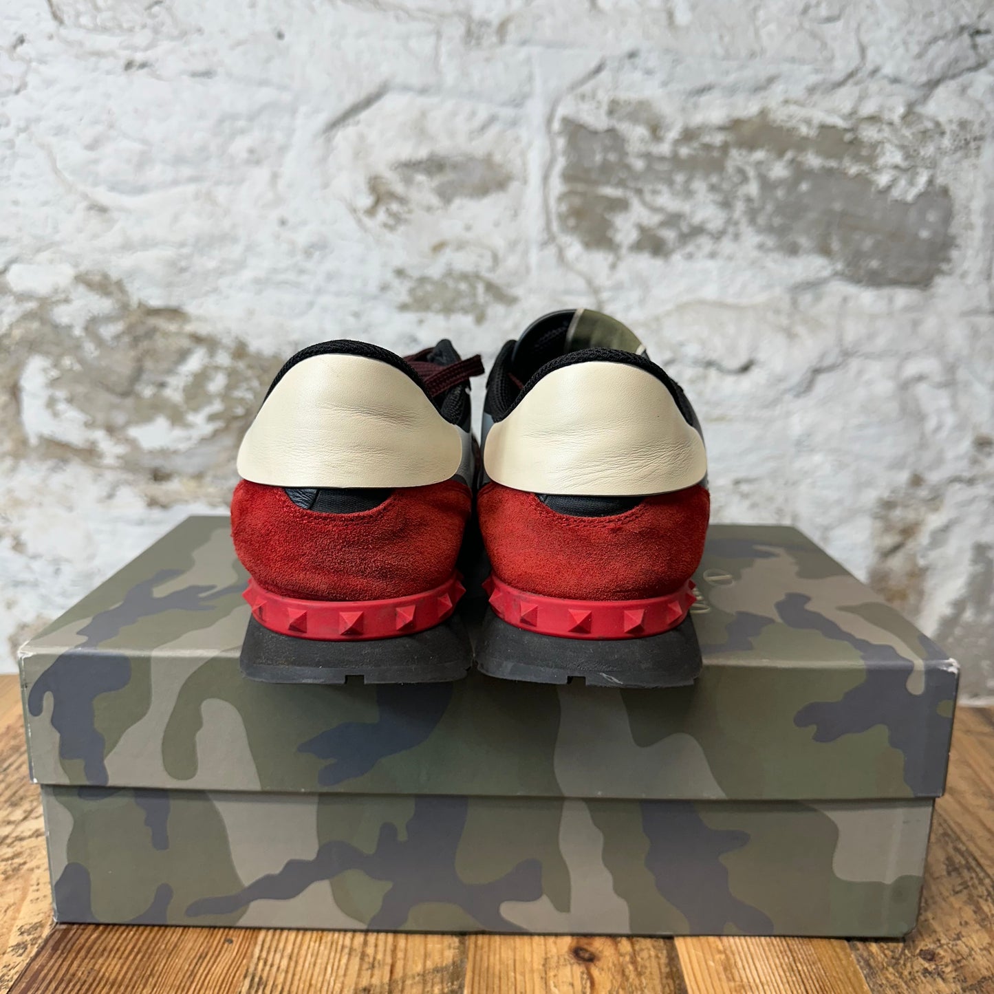 Valentino Red Maroon Suede Grey Camo Runner Sneaker Sz 12 (45)