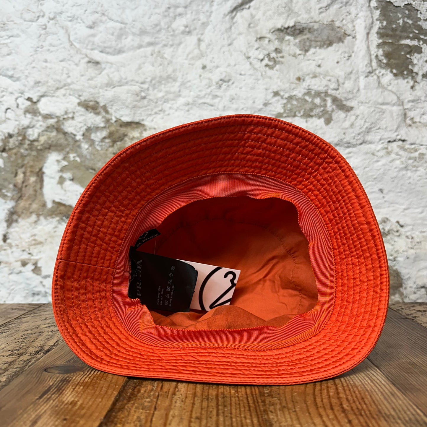 Prada Renylon Orange Bucket Hat Sz L