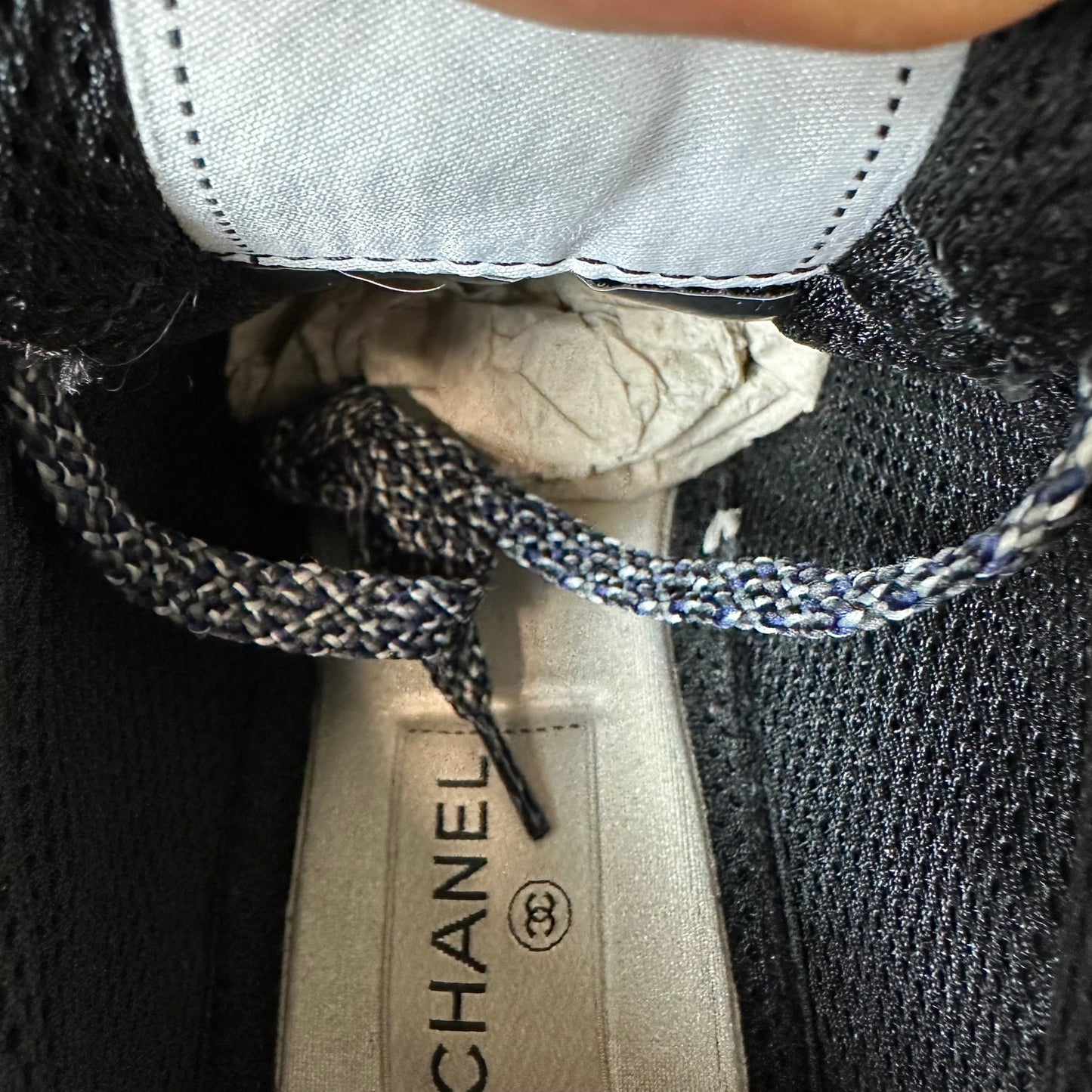 Chanel CC Black Grey Tweed Sneaker Sz 8.5 (41.5)