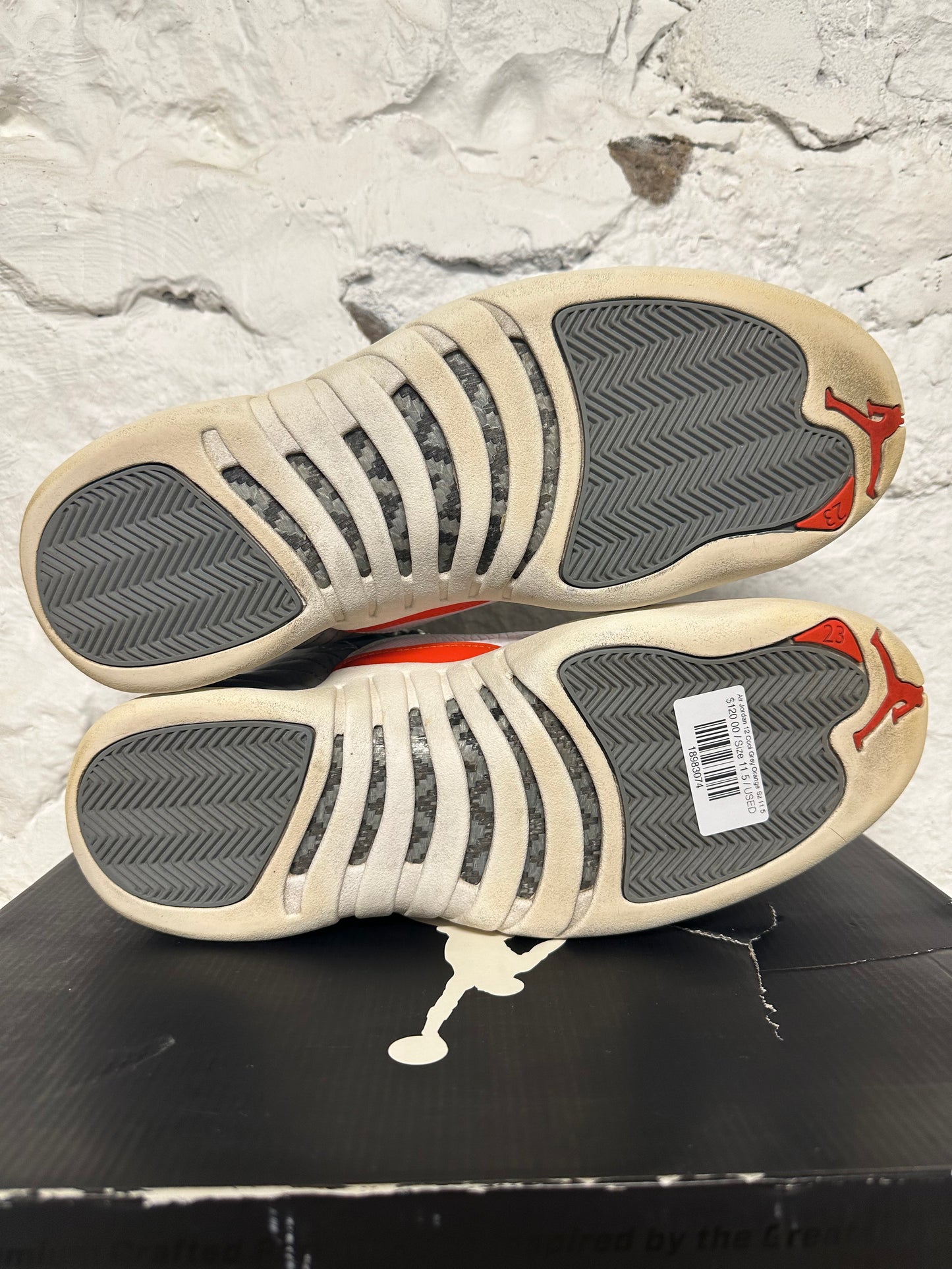 Air Jordan 12 Cool Grey Orange Sz 11.5