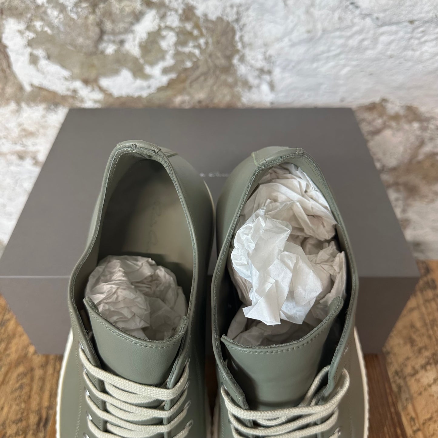 Rick Owens Hollywood Celadon Milk Sneaker Sz 13 (46) DS