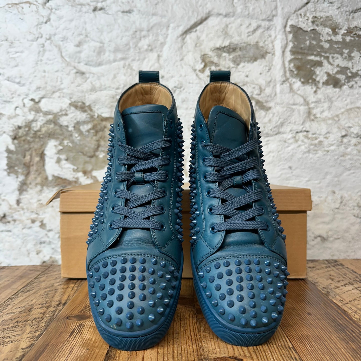 Christian Louboutin High Marine Blue Spike Sneaker Sz 11 (44)