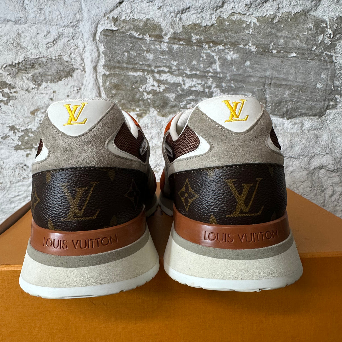 Louis Vuitton Brown Orange Runaway Sneaker Sz 10.5 (9LV)