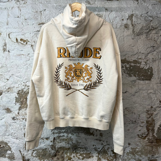 Rhude Yellow Crest Logo Hoodie Cream Sz L