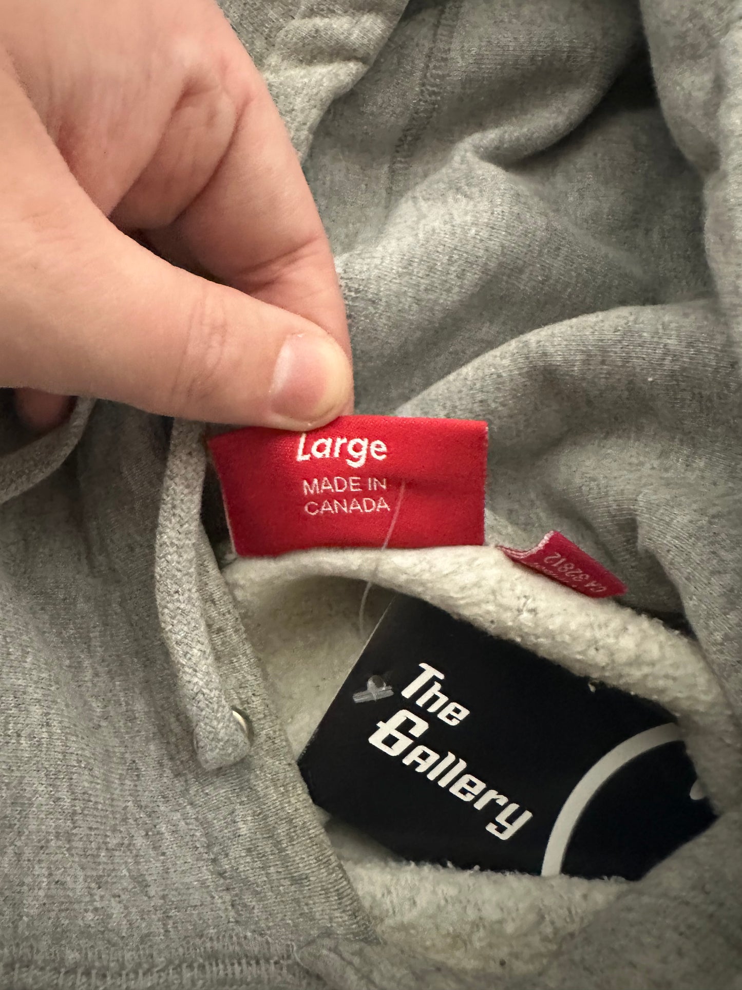 Supreme Green Felt Spellout Grey Hoodie Sz L