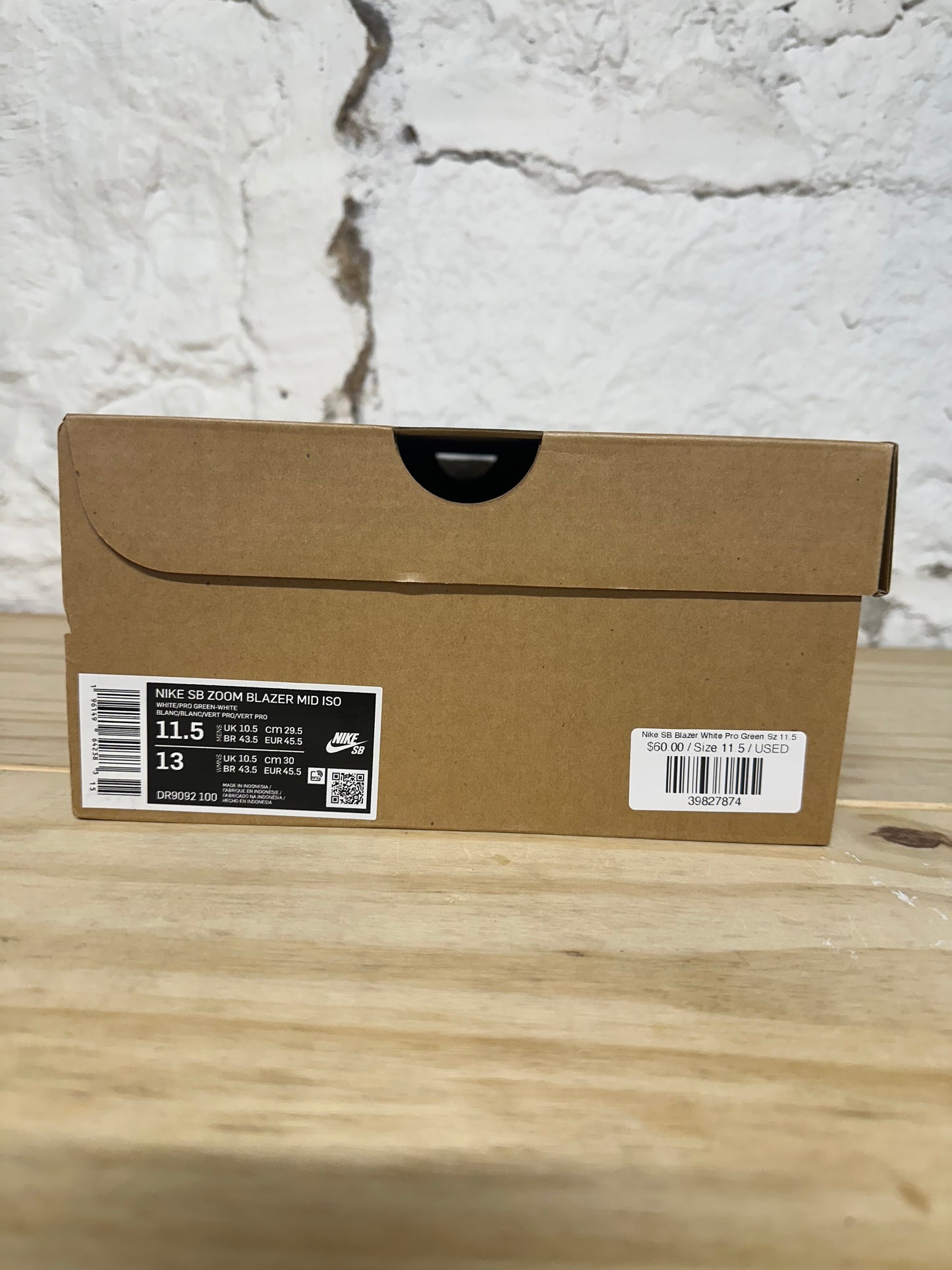 Nike SB Blazer Mid White Pro Green Sz 11.5