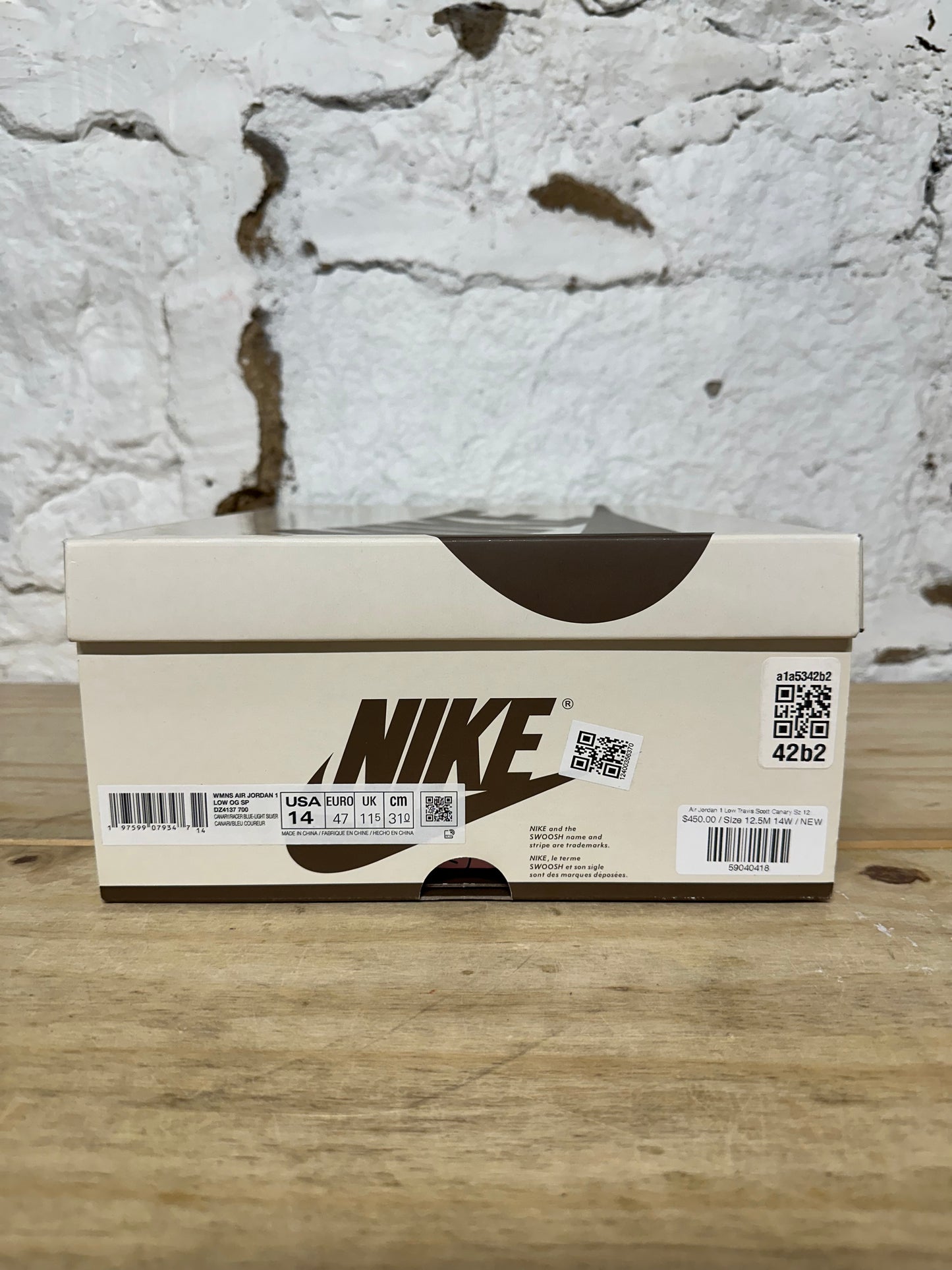 Air Jordan 1 Low Travis Scott Canary Sz 12.5 (14W) DS