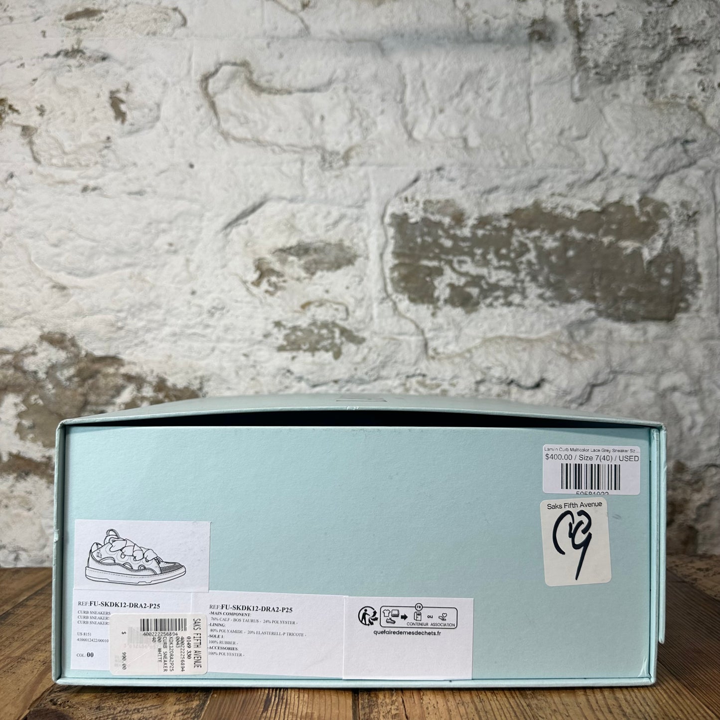 Lanvin Curb Multicolor Lace Grey Sneaker Sz 7 (40)