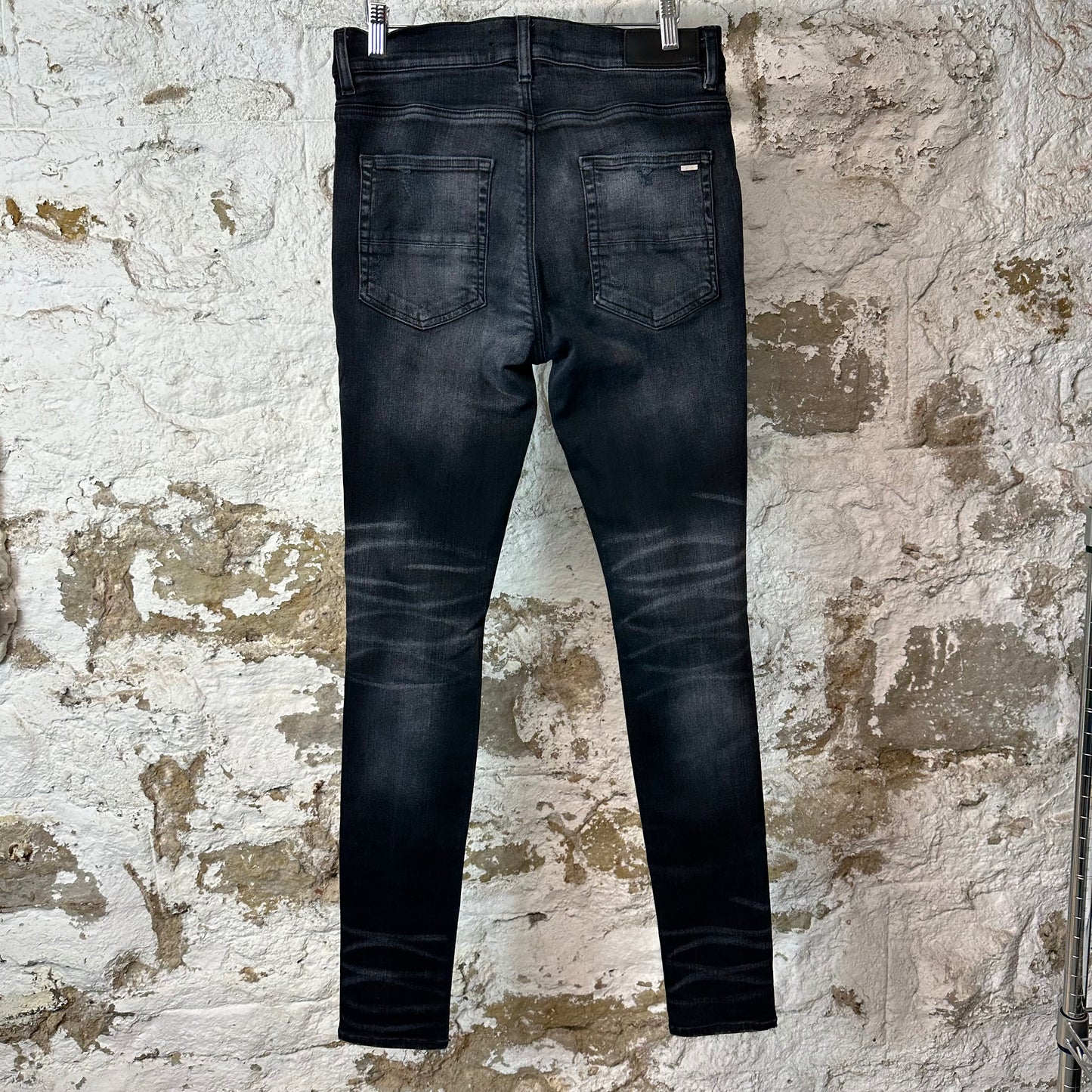Amiri Plain Faded Black Distressed Denim Jeans Sz 32