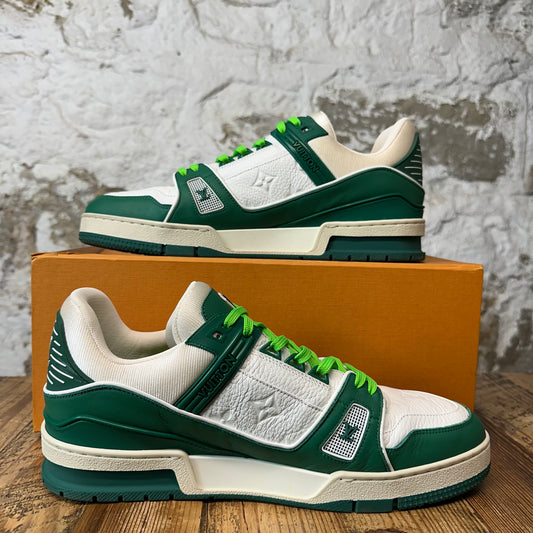 Louis Vuitton Green White Trainer Sneaker Sz 10.5 (9LV)