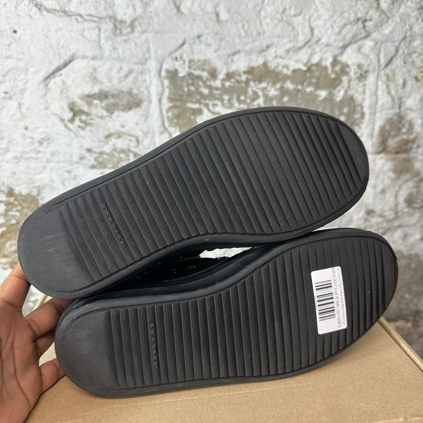 Rick Owens High Hexa Lace Black Pearl Sneaker Sz 8.5 (41.5)