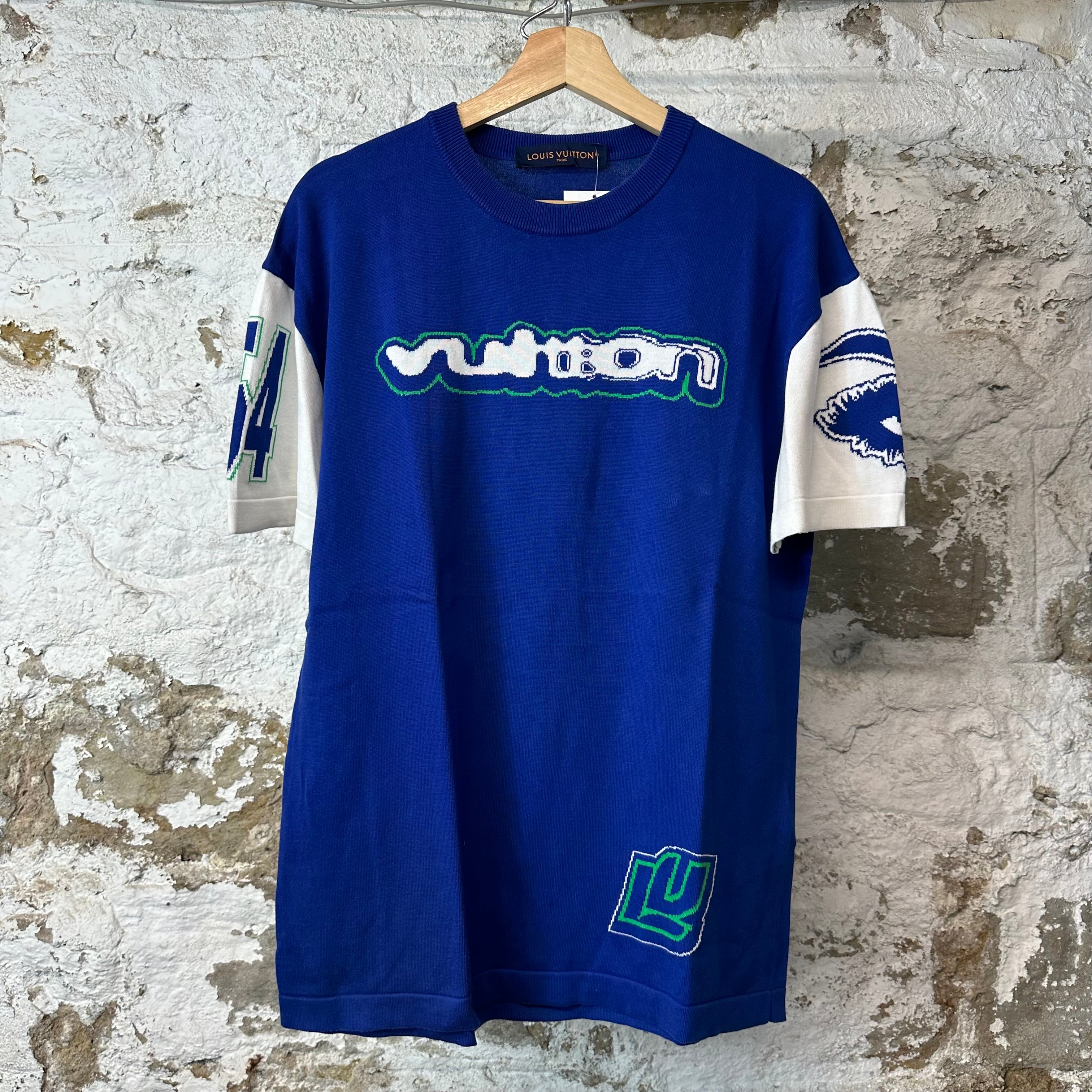 Louis Vuitton Since 1854 Intarsia Blue White Shirt Sz S