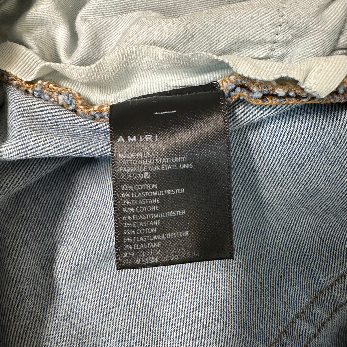 Amiri MX1 Crystal Patch Blue Denim Jeans Sz 34