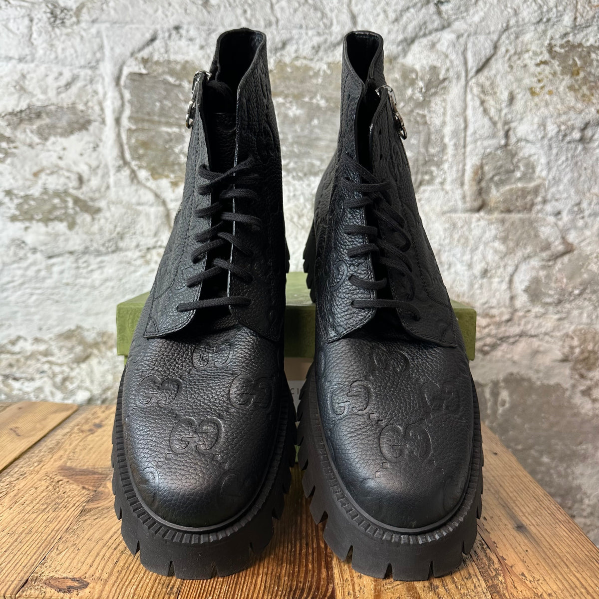 Gucci GG Embossed Monogram Calf Boot Sz 12