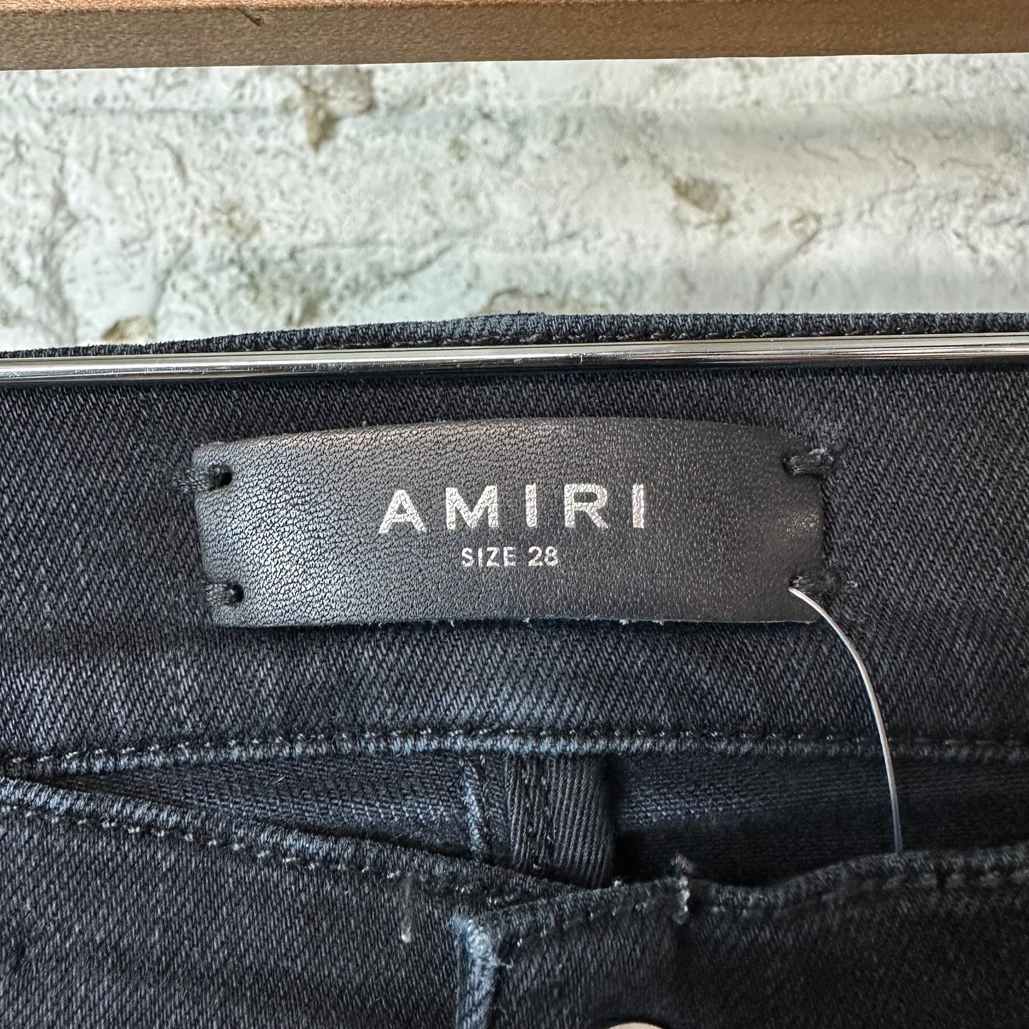 Amiri MX1 Marble Patch Black Denim Jeans Sz 28