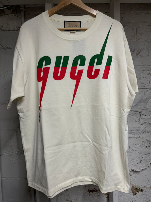 Gucci Flash Logo T-shirt White Sz M
