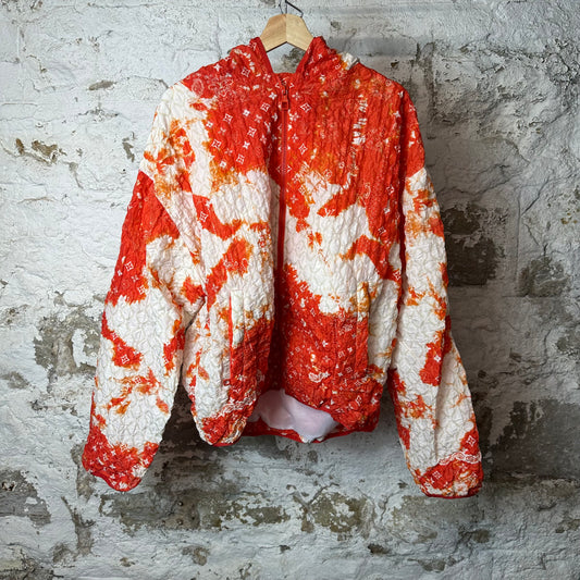 Louis Vuitton Orange Bandana Bleached Monogram Jacket Sz L (50)