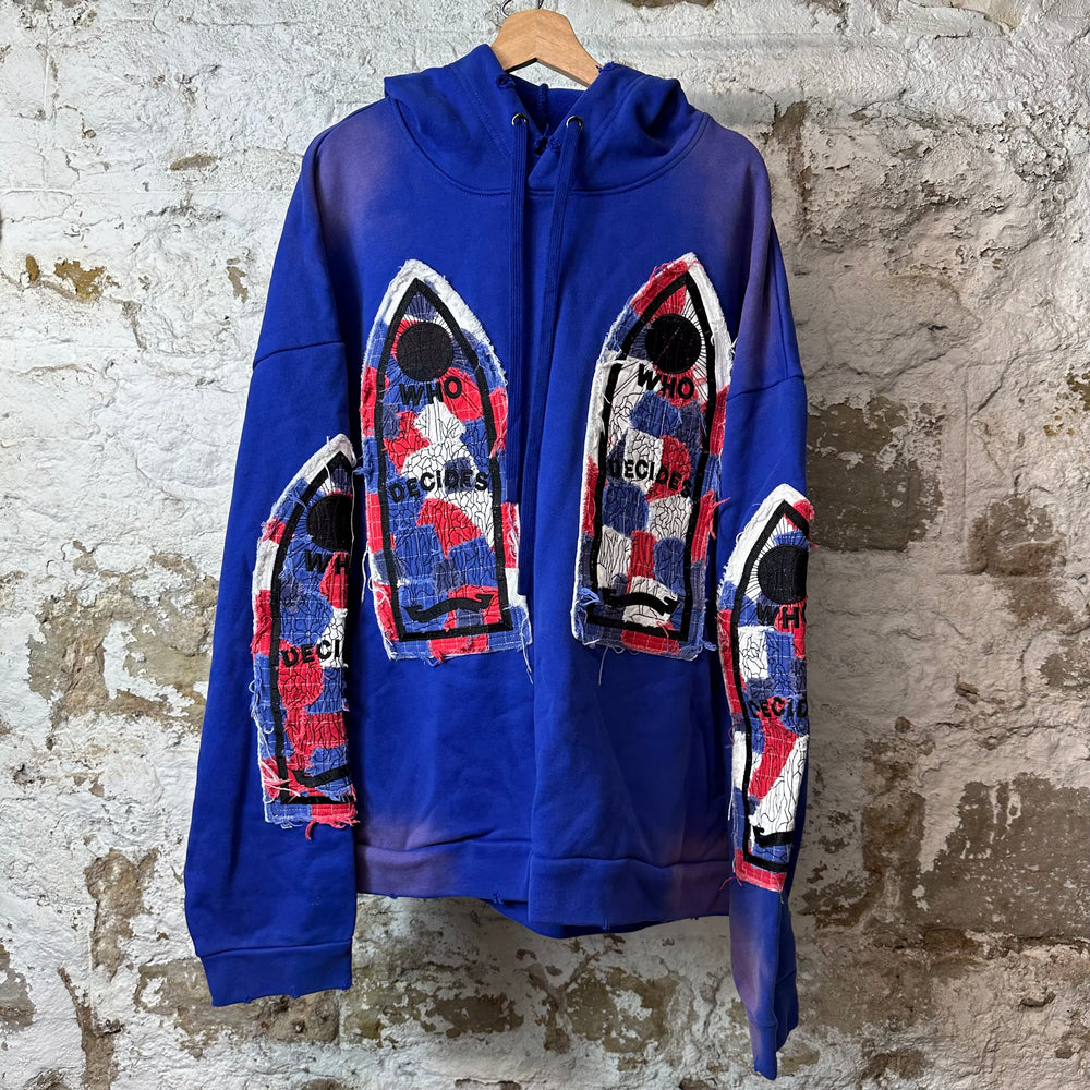 Who Decides War Glory Stained Glass Blue Hoodie Sz XXL