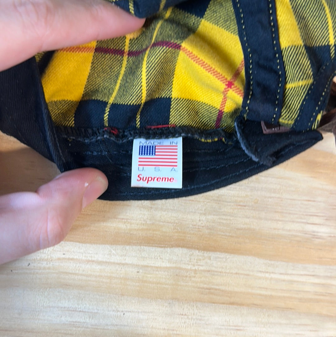 Supreme Washed Chino Twill Camp Cap (FW20) Yellow Tartan Hat