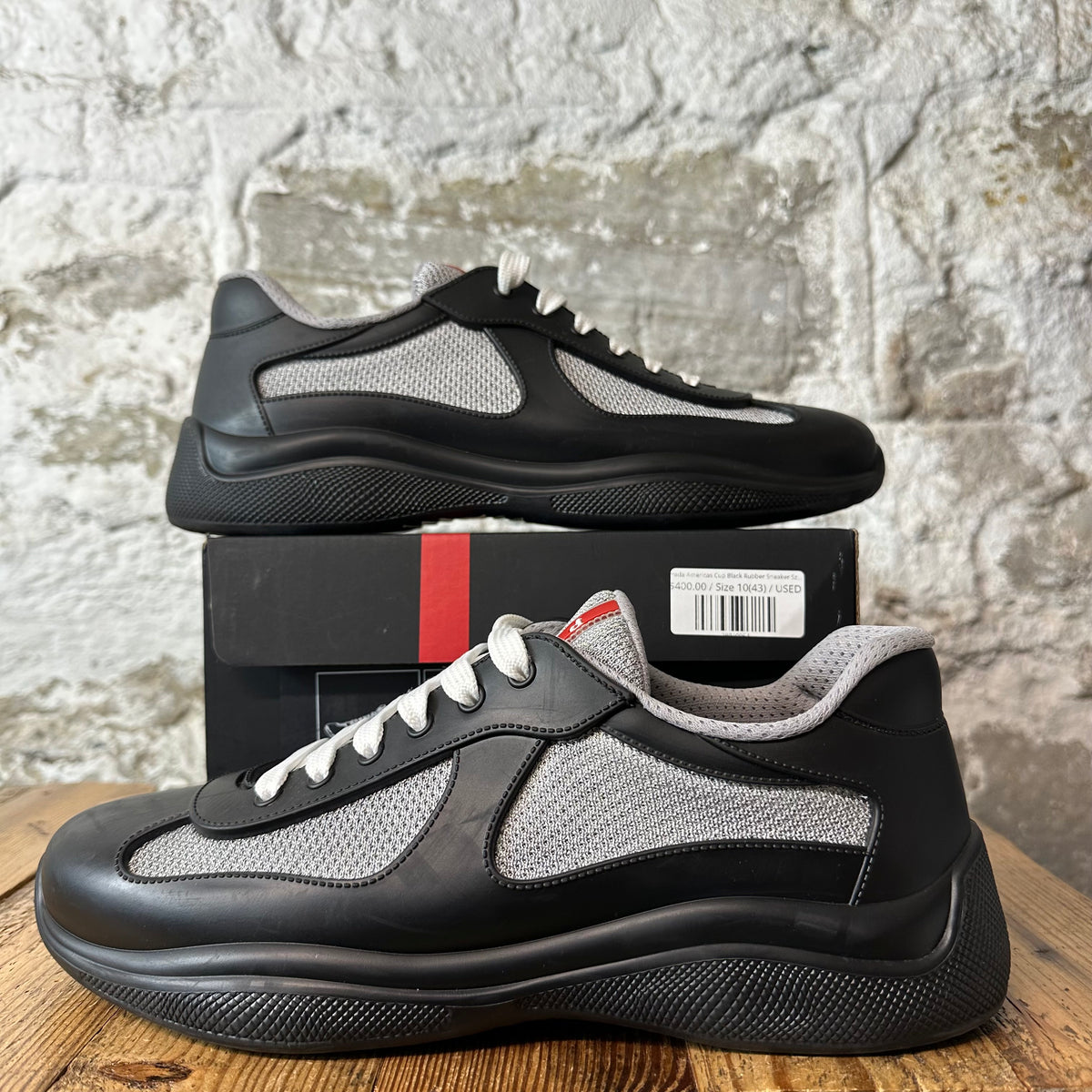 Prada Americas Cup Black Rubber Sneaker Sz 10 (43)