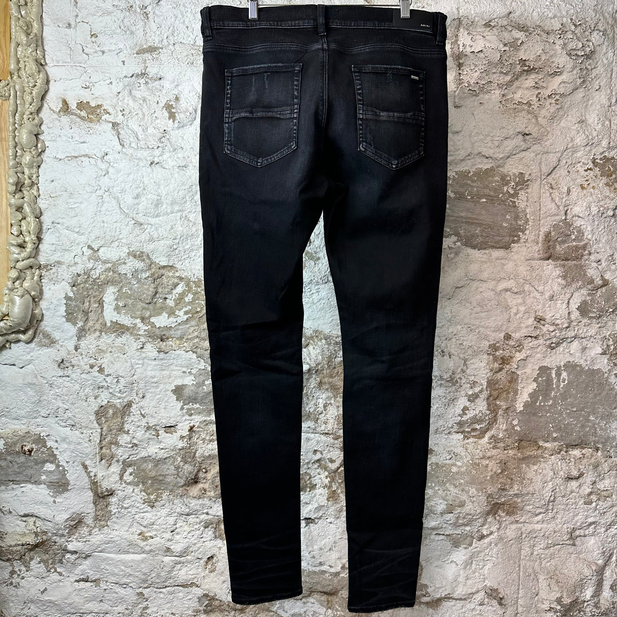 Amiri MX1 Camo Patch Black Denim Jeans Sz 38