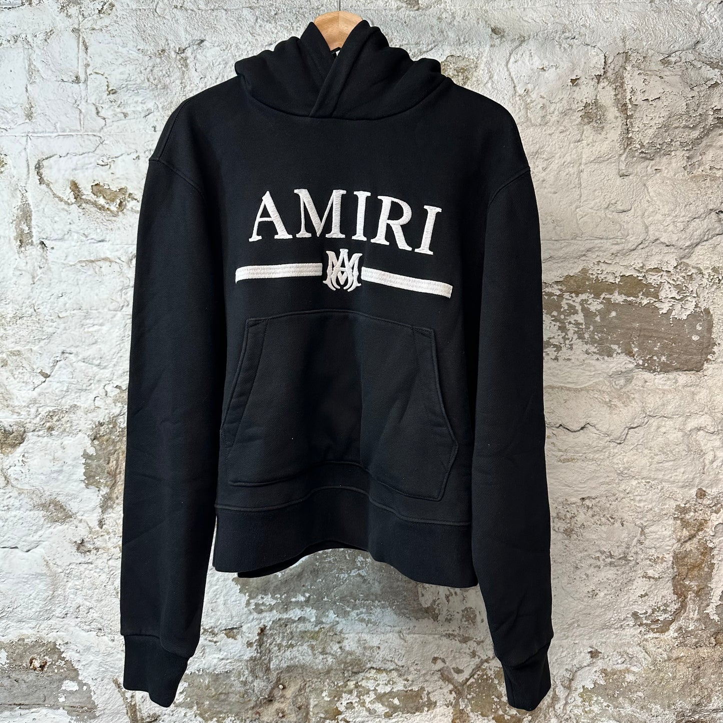 Amiri Embroidered Bar Logo Hoodie Black Sz S