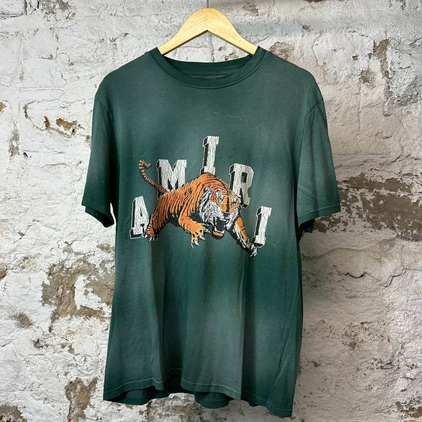 Amiri Tiger Cracked Spell T-Shirt Green Sz M