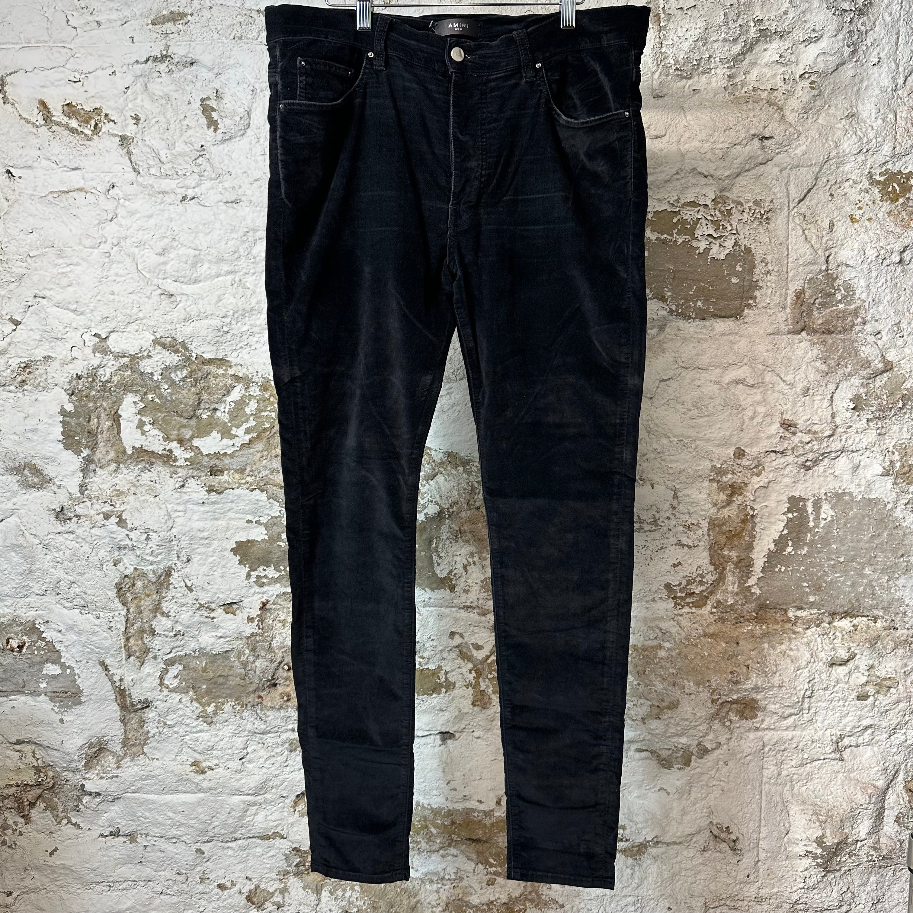 Amiri Plain Black Velour Jeans Sz 36