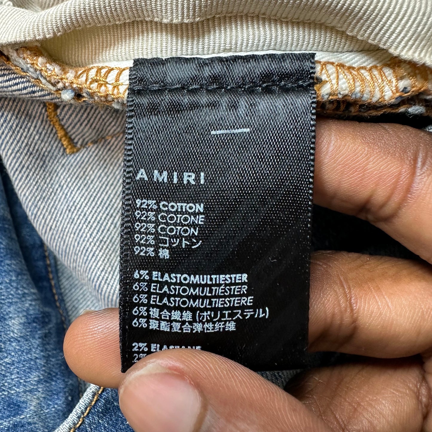 Amiri Distressed Side Spell Blue Denim Jeans Sz 28