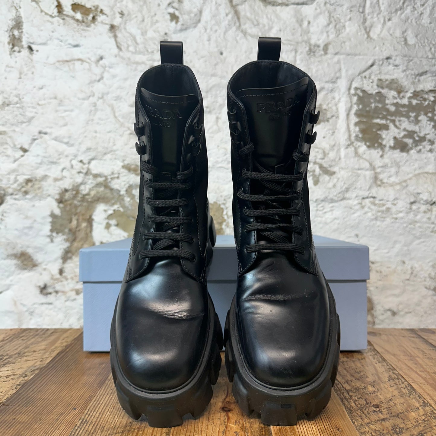 Prada Monolith Brushed Leather Re Nylon Boot Sz 6 (38.5)