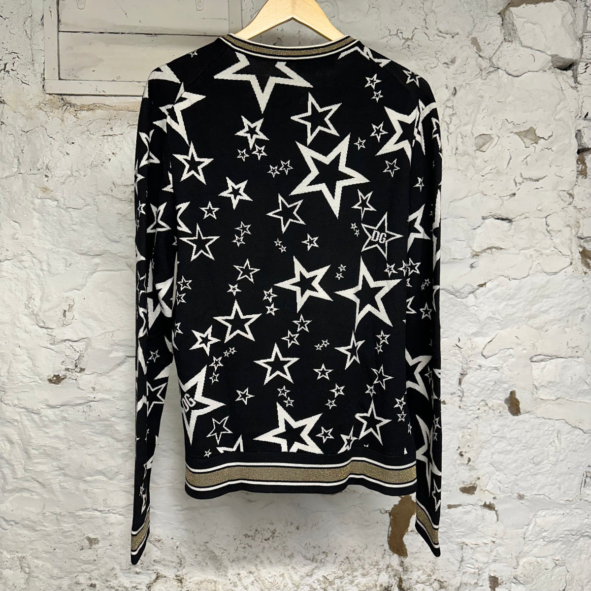 Dolce Gabbana Star Black Knit Sweater Sz L