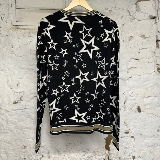 Dolce Gabbana Star Black Knit Sweater Sz L