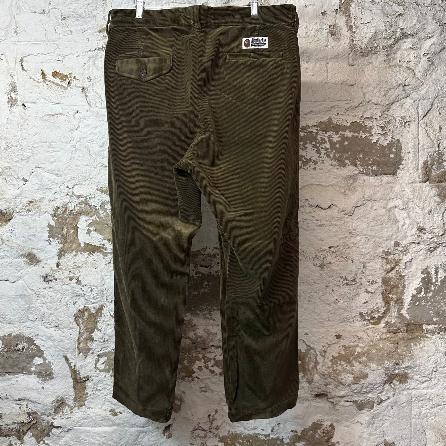 Bape Small Ape Head Green Corduroy Pants Sz XL