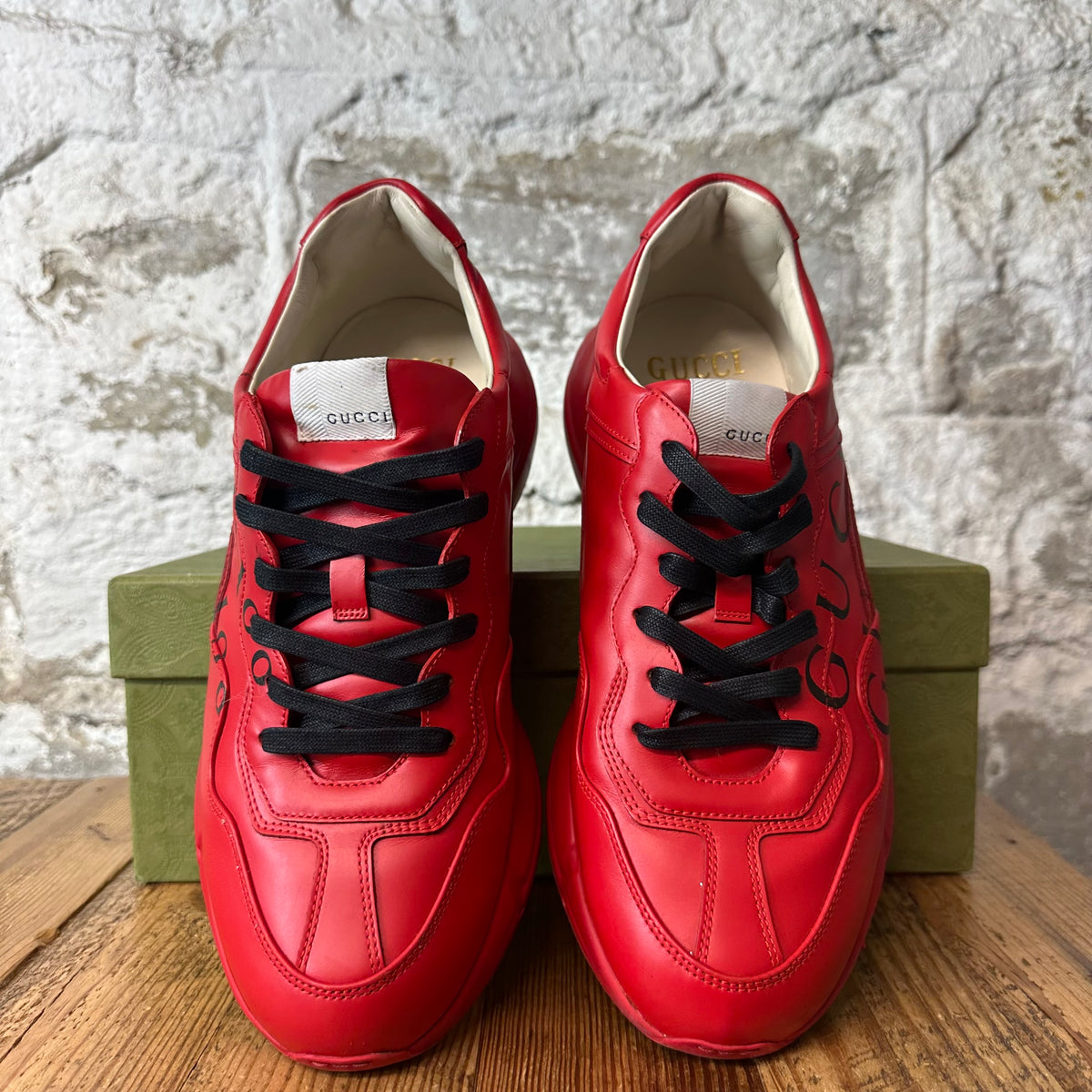 Gucci Rhyton Red Black 100 Sneaker Sz 11